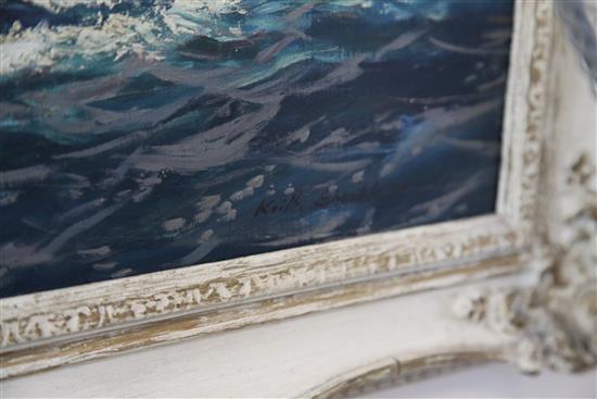 § Keith Shackleton (1923-2015) Yacht racing off the coast 20 x 34in.